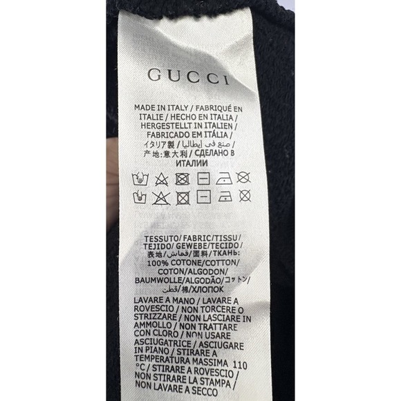 Gucci‎ Men's Sweatshirt Black Floral Logo Crewneck Black Cotton Sz "Lg" - Picture 4 of 9